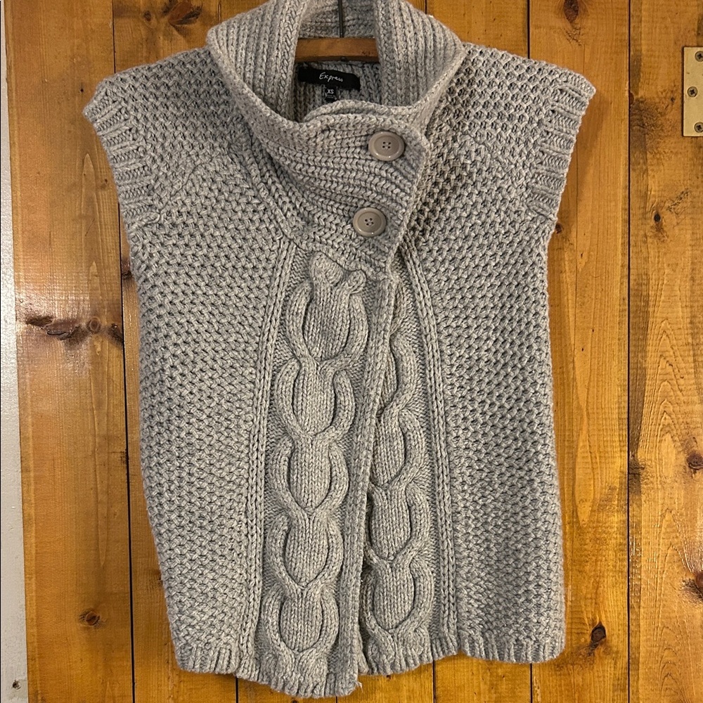 Express Gray Cowl Neck Sweater Vest